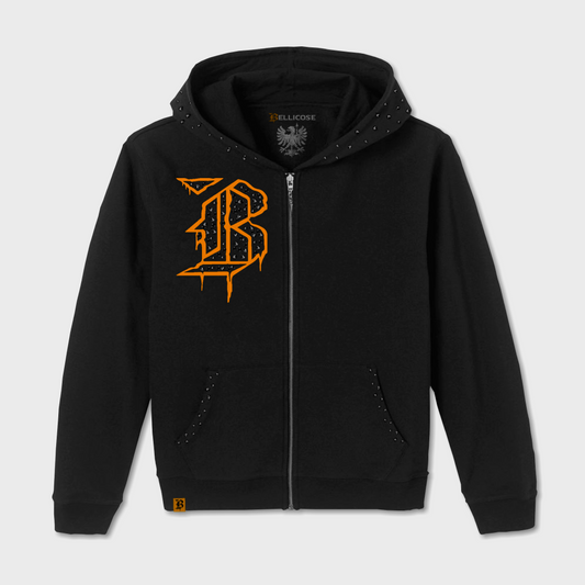 BELLICOSE - ZU.Drip.V444 Rhinestone Zip Hoodie