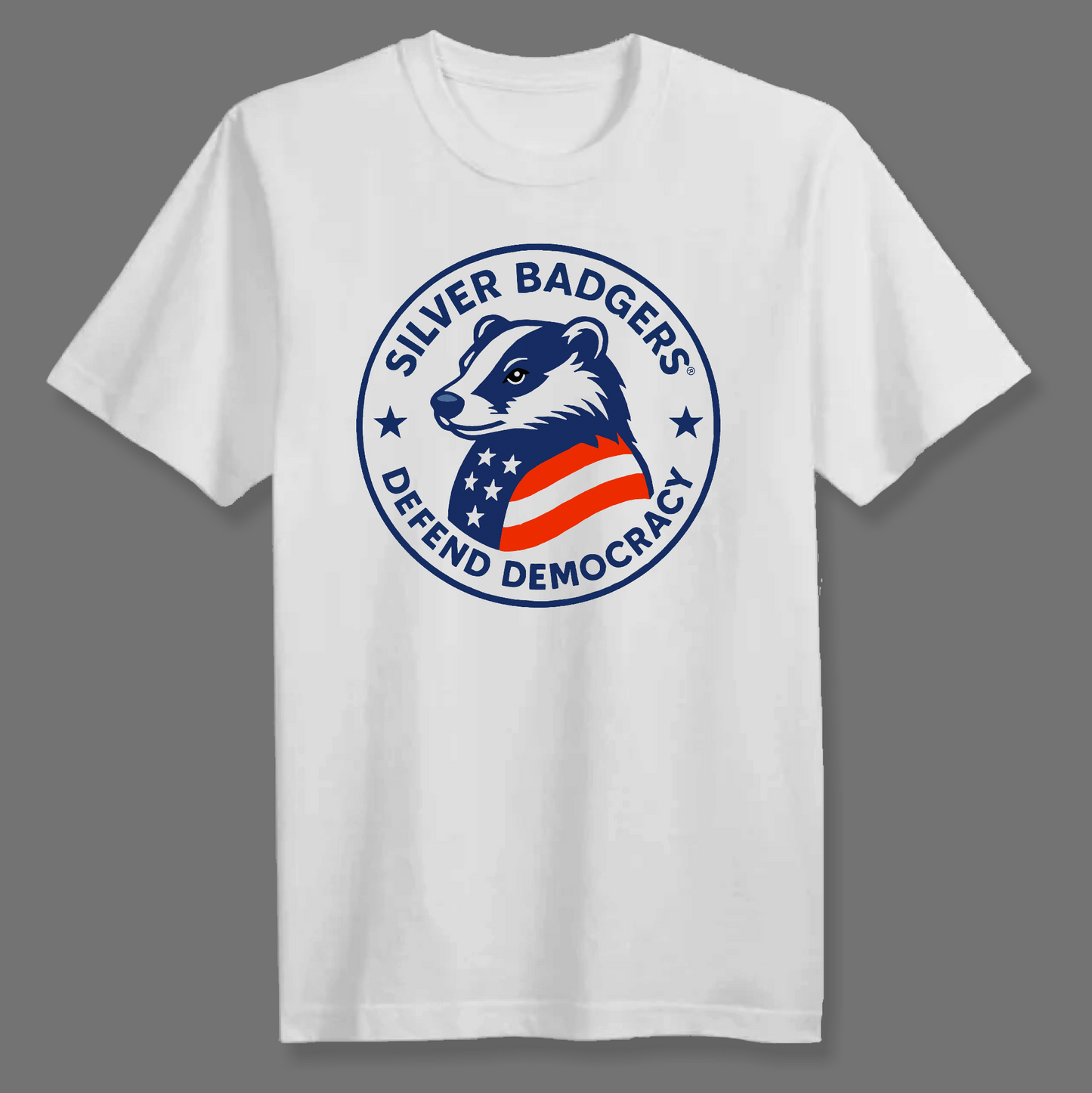 SILVER BADGERS - T-shirt, White (Adult Crew Neck)